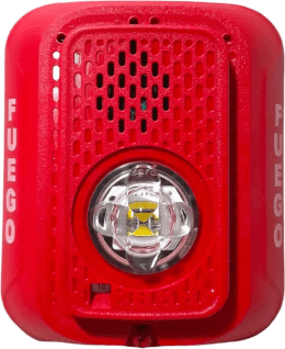 [P2RLEDSP] Sirena con Lampara LED Estroboscópica / 2 hilos / Montaje en Pared / Color Rojo / Configuración Estroboscópica Seleccionable