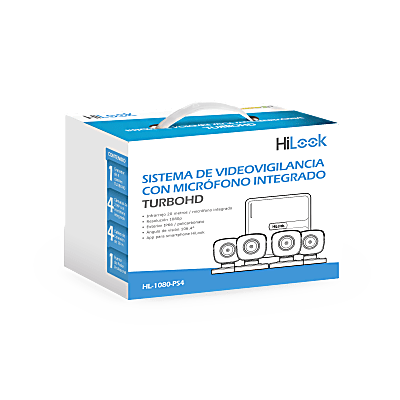 [HL-1080-PS4] (MICRÓFONO Integrado) Kit TurboHD 1080p Lite / DVR 4 canales / Audio por Coaxitron / 4 Cámaras Bala de Policarbonato con Micrófono Integrado