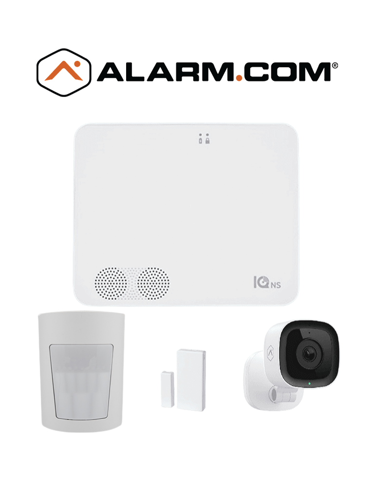 [QOLSYSVBNS] QOLSYS IQ4 NS Video Basico - Paquete que contiene Sistema de Alarma IQ 4 NS", Power G 915 Mhz  1 sensor PIR inalámbrico PGP9914, 1 sensores magnéticos inalámbrico PG9303 y Cámara Interior alarm.com ADCV523