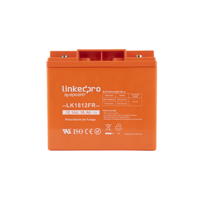 [LK1812FR] Batería de respaldo 12 V |  18 Ah | AGM | Certificada UL94-V0 Retardante a la Flama  | Especial para Seguridad Electrónica | UPS | Sistemas de Emergencia | Vida útil 5 años | Terminales T1
