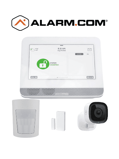 QOLSYS IQ4 HUB Video Basico - Paquete que contiene Sistema de Alarma IQ 4 HUB , con pantalla táctil de 7", Power G 915 Mhz  1 sensor PIR inalámbrico PGP9914, 1 sensores magnéticos inalámbrico PG9303 y Cámara Interior alarm.com ADCV523