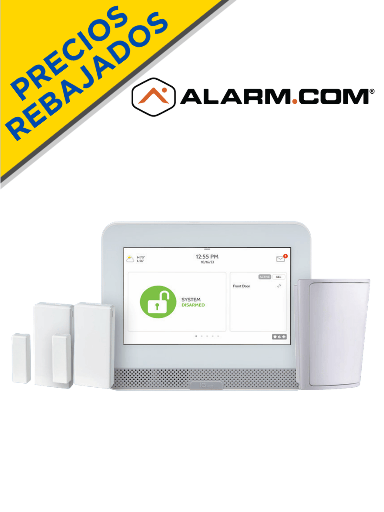 QOLSYS IQ4HUB PACK - Paquete que contiene Sistema de Alarma IQ HUB ALARM.COM autocontenido , con pantalla táctil de 7", Power G 915 Mhz  1 sensor PIR inalámbrico PGP9914 y 2 sensores magnéticos inalámbricos PG9303