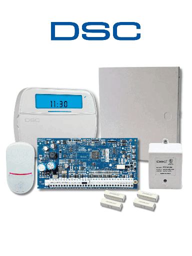Alarma DSC Serie Neo, incluye panel de 32 zonas, teclado de iconos fijos y gabinete